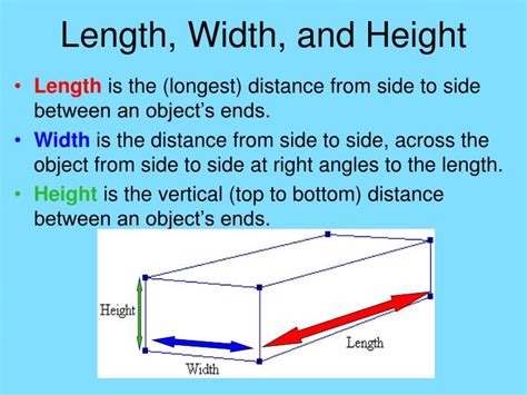 measures width height thickness or distance|which dimension is height.